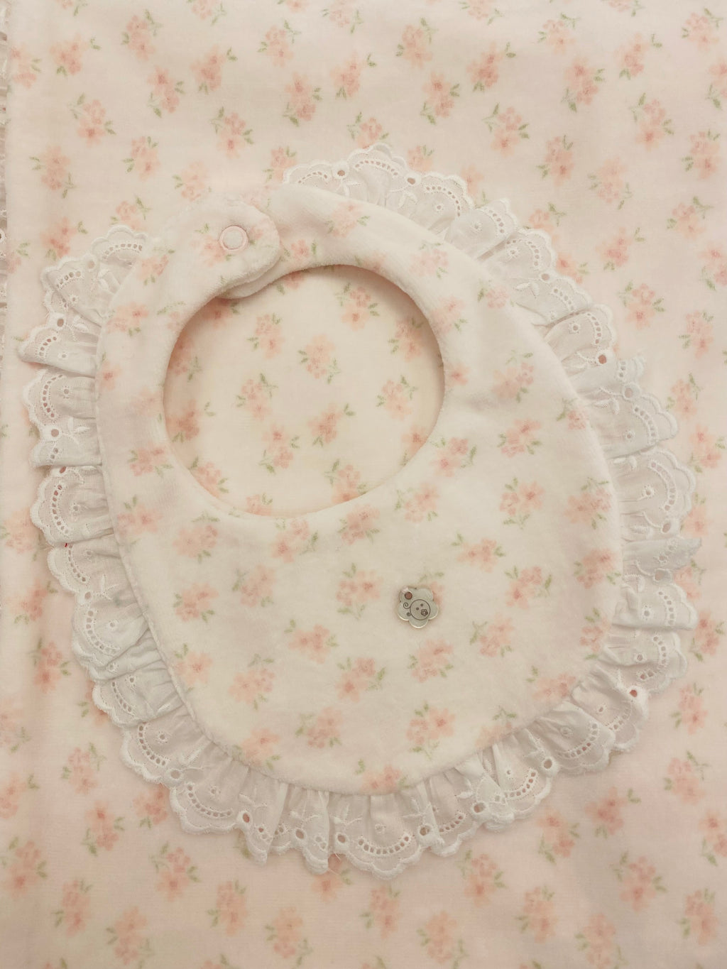 AW25 DEOLINDA Donna Girls Pink Floral Velour Bib - 25B14