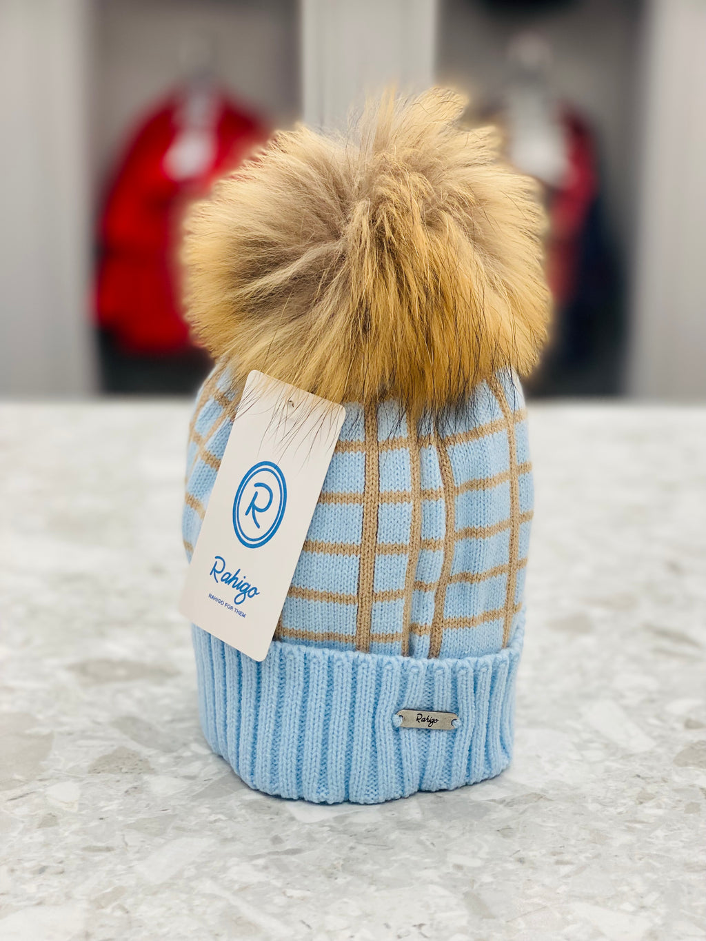 RAHIGO Blue & Camel Boys Pom Pom Hat - 24231