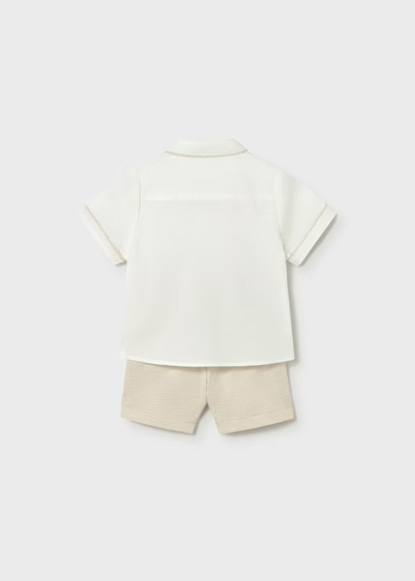 MAYORAL Boys Oat Check Short Set with Cardigan - 1225