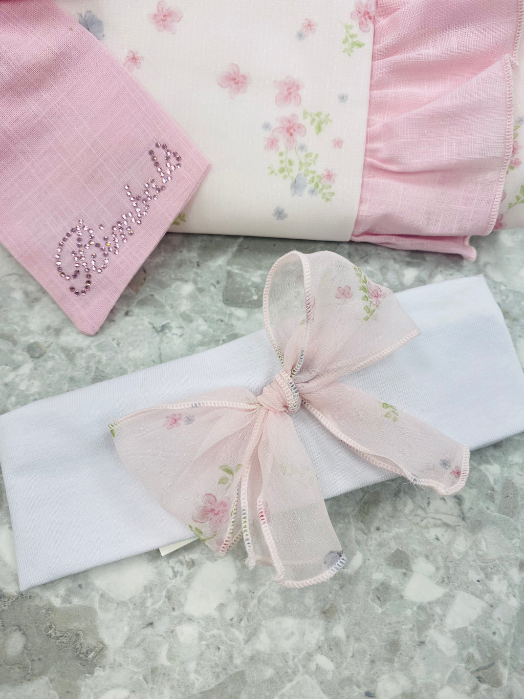 BIMBALO Girls Pink Floral Trouser Set with Blanket & Headband