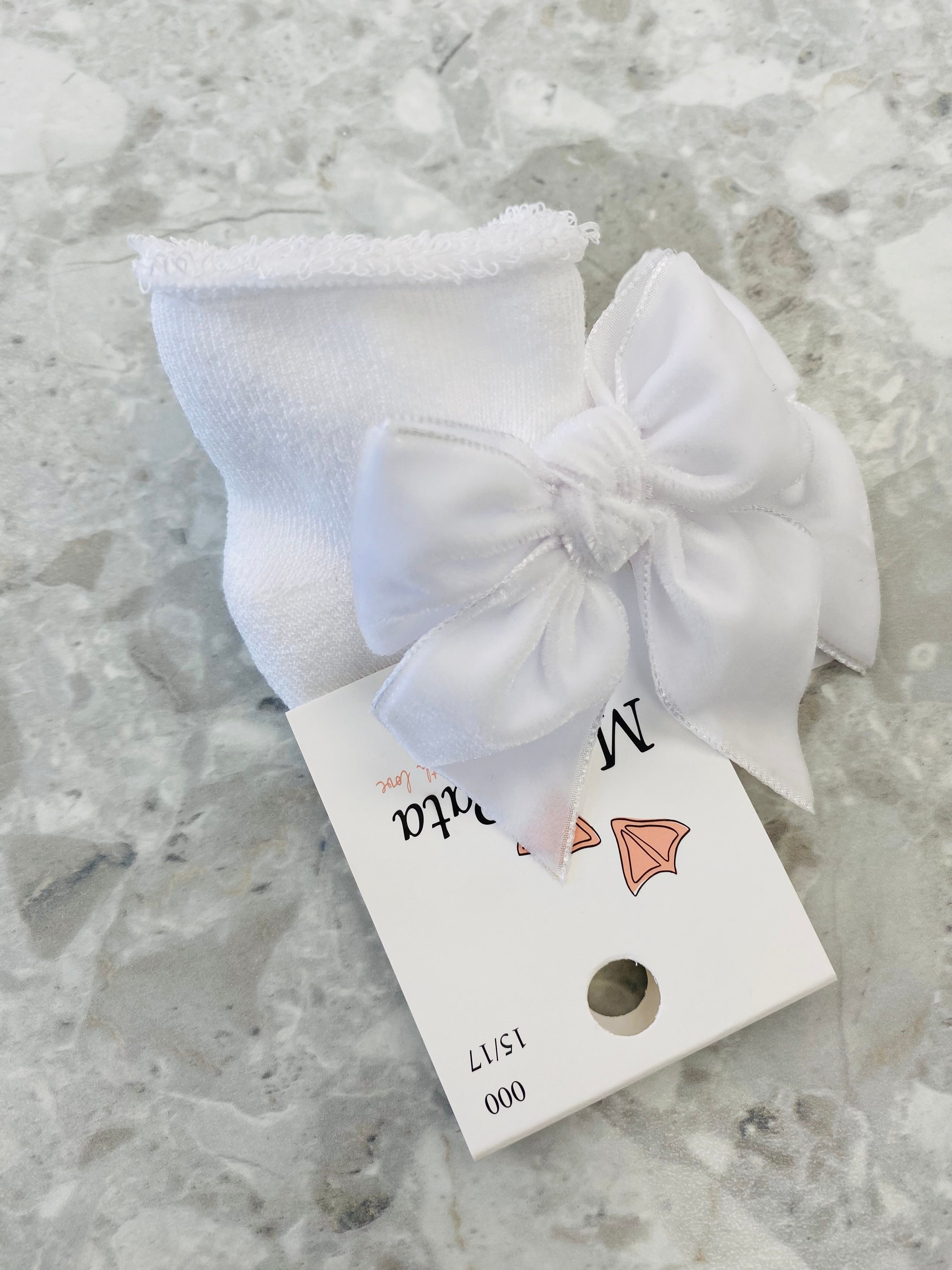 MEIA PATA Velvet Bow Baby Girls Booties
