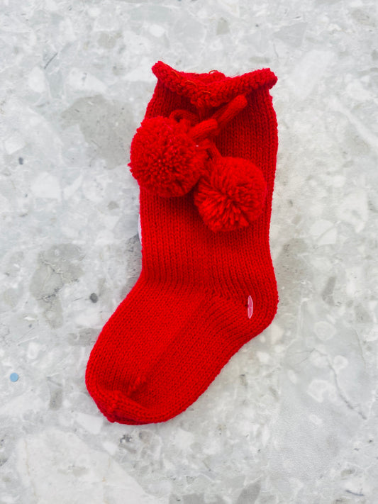 AW25 JULIANA Melodia Red Pom Pom Socks - 520