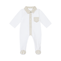 DEOLINDA Espresso Beige Stripe Boys Babygrow 