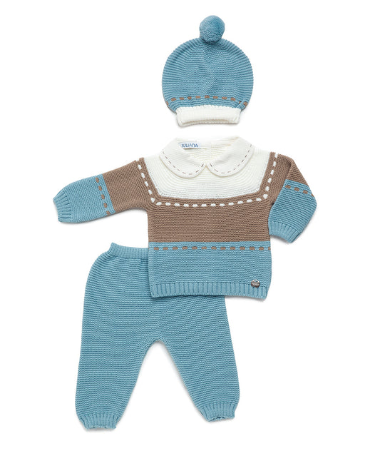 JULIANA Arcoiris Boys Colour Block Three Piece Knitted Set - 24558