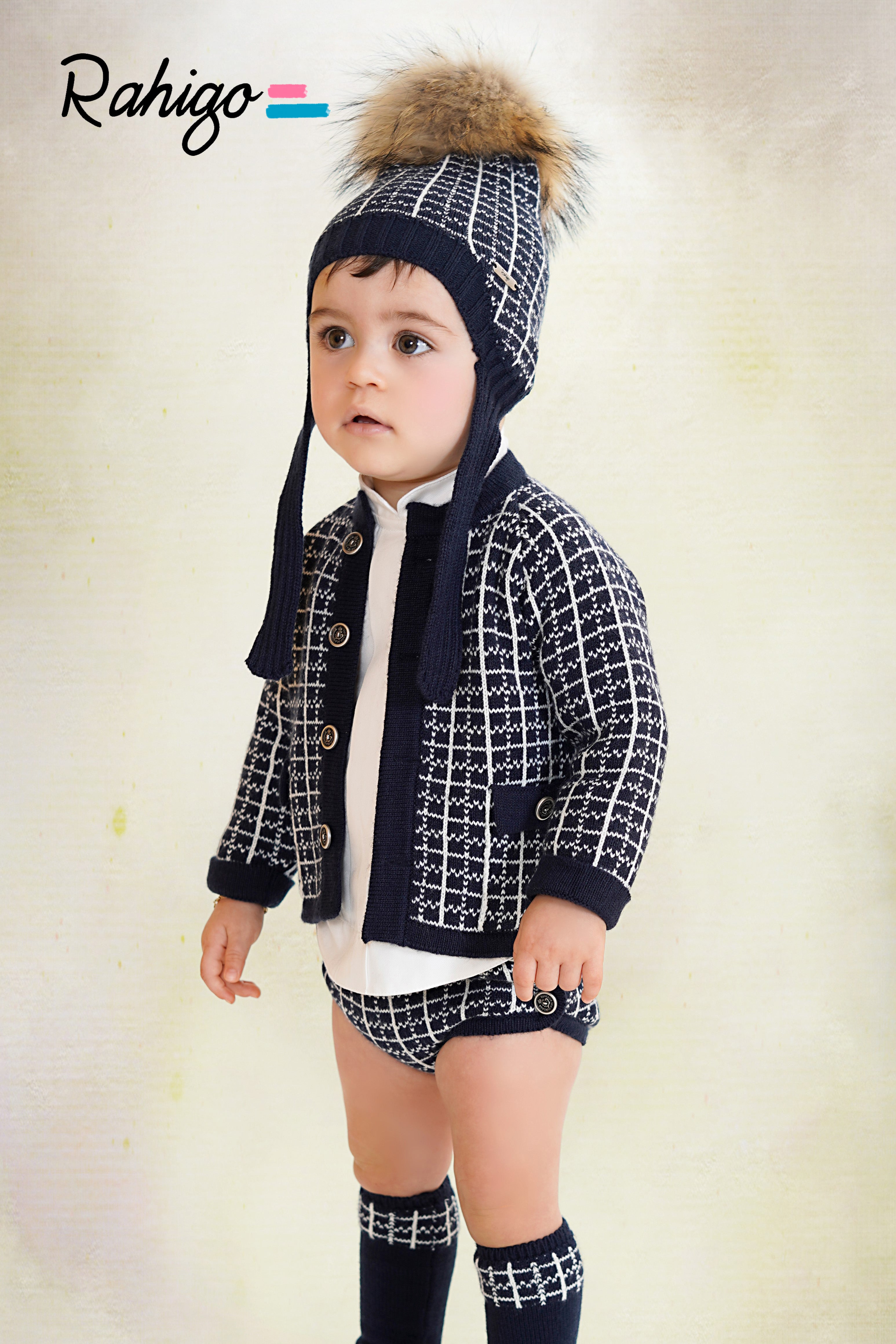 RAHIGO Navy & Cream Boys Three Piece Jam Pant Set - 26220