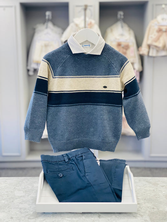 AW25 MAYORAL Boys Blue & Navy Trouser Set with Jumper