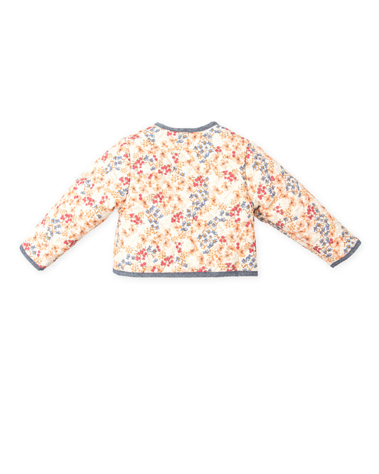 TUTTO PICCOLO AW24 Tierra Girls Dark Orange Floral Quilted Jacket