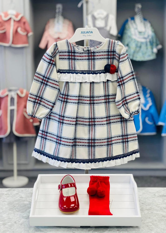 JULIANA AW24 Hechizo Girls Navy Check Dress - CLEARANCE SALE