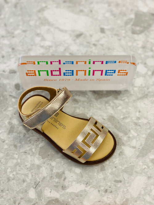 ANDANINES Gold Girls Leather Sandals