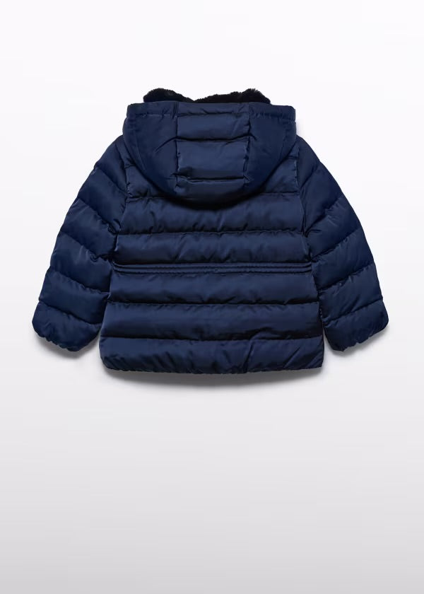 ABEL & LULA Girls Navy Satin Padded Coat - 5837