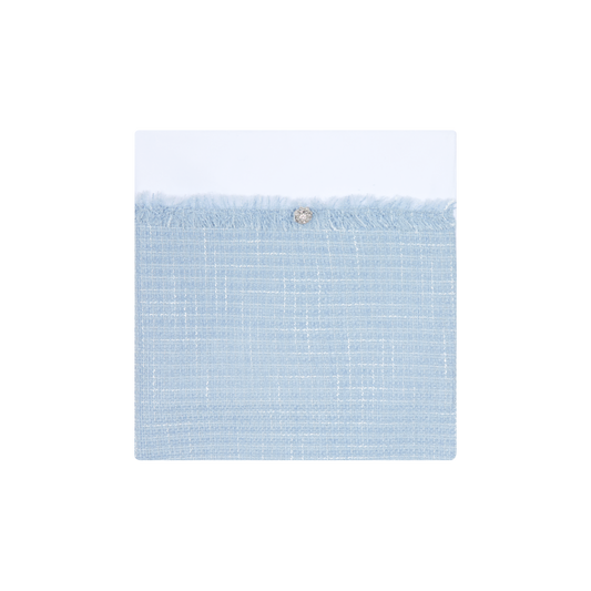 Chic by Deolinda Celeste girls white and blue tweed baby blanket