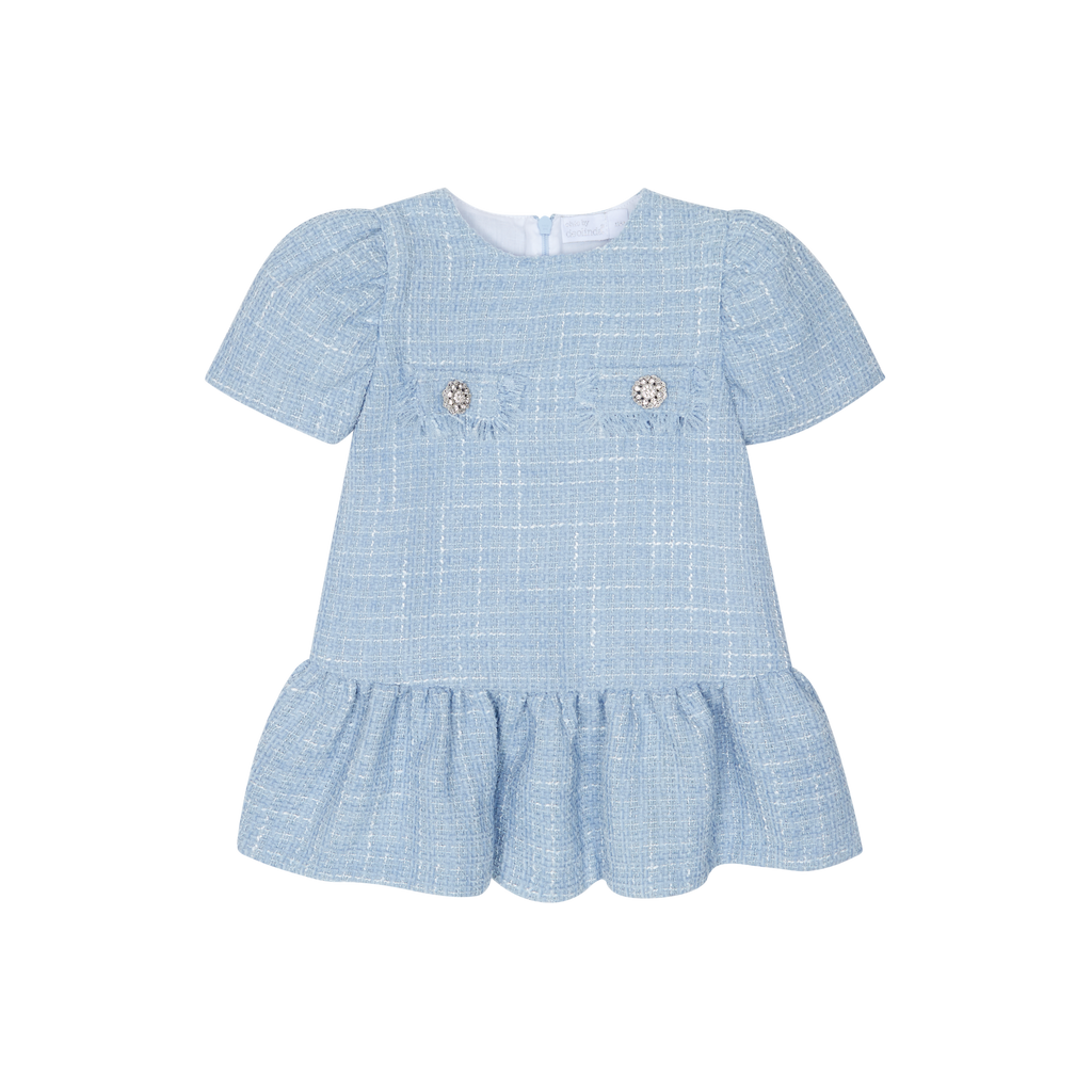 CHIC BY DEOLINDA Celeste Girls Blue Tweed Drop Waist Dress