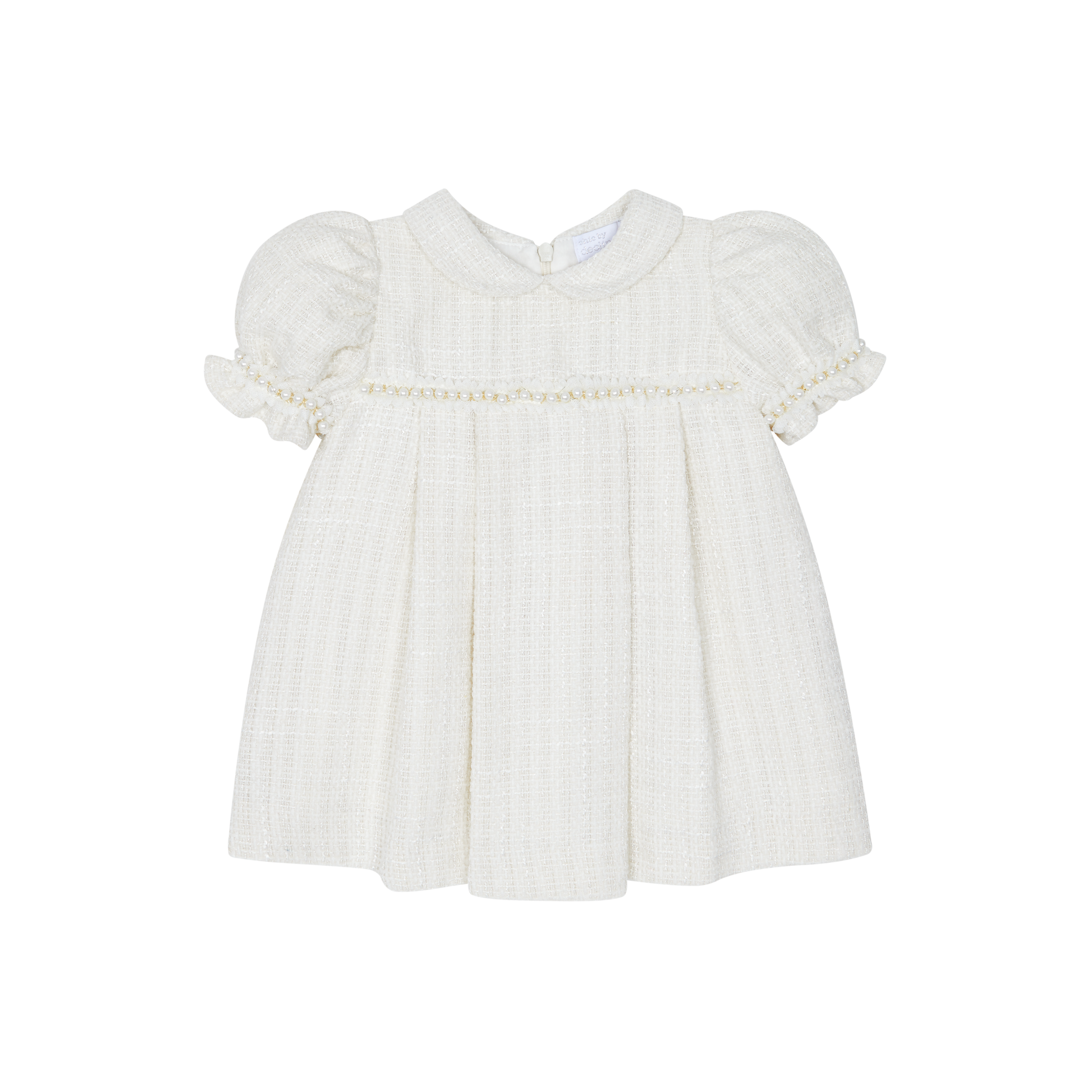 AW25 CHIC BY DEOLINDA Cream Tweed & Pearl Girls Dress