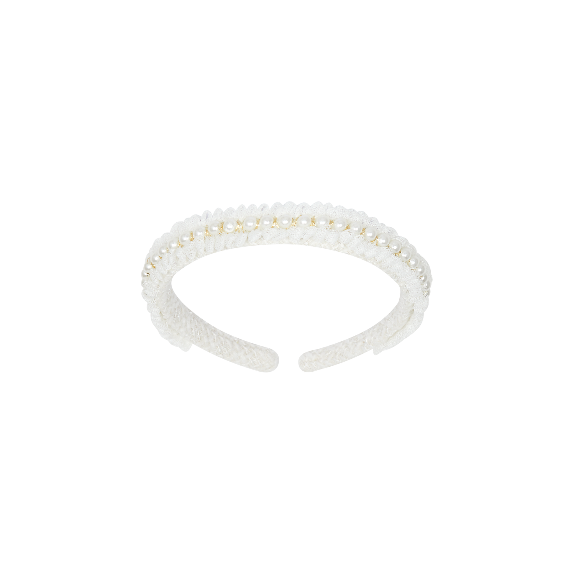 AW25 CHIC BY DEOLINDA Cream Tweed & Pearl Girls Headband