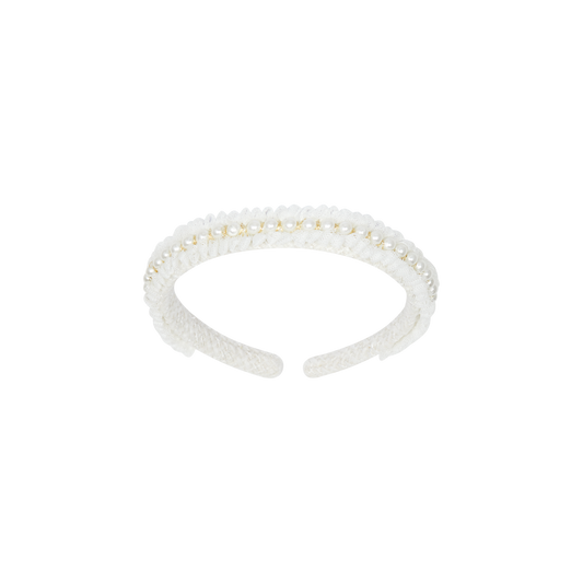 AW25 CHIC BY DEOLINDA Cream Tweed & Pearl Girls Headband