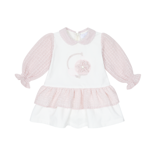 AW25 CHIC BY DEOLINDA Pink Chiffon & Tweed Girls Dress