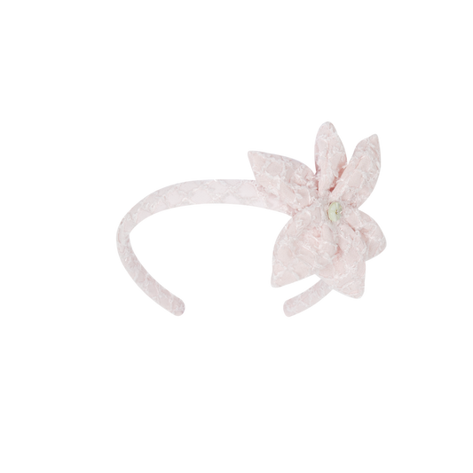 AW25 CHIC BY DEOLINDA Pink Chiffon & Tweed Girls Headband
