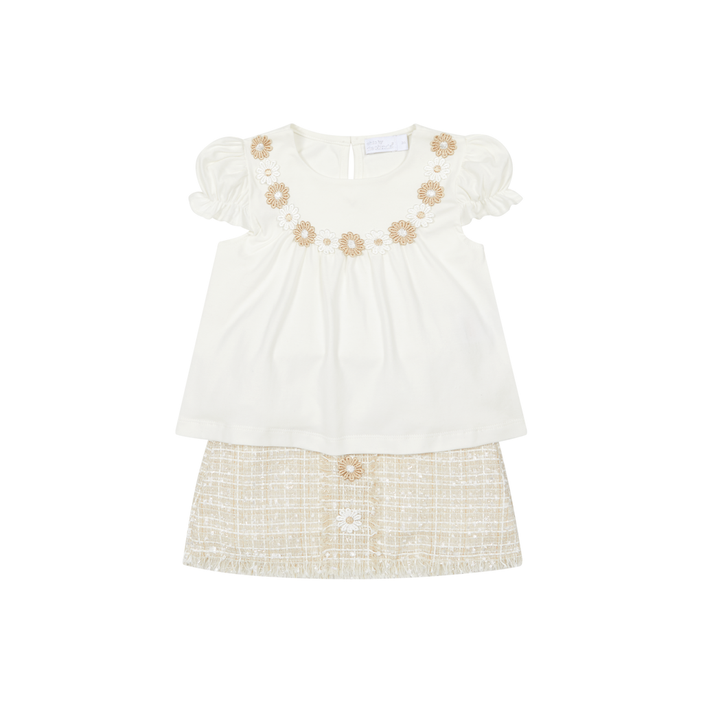 CHIC BY DEOLINDA Daisy Girls Beige Tweed Skirt Set - 26017