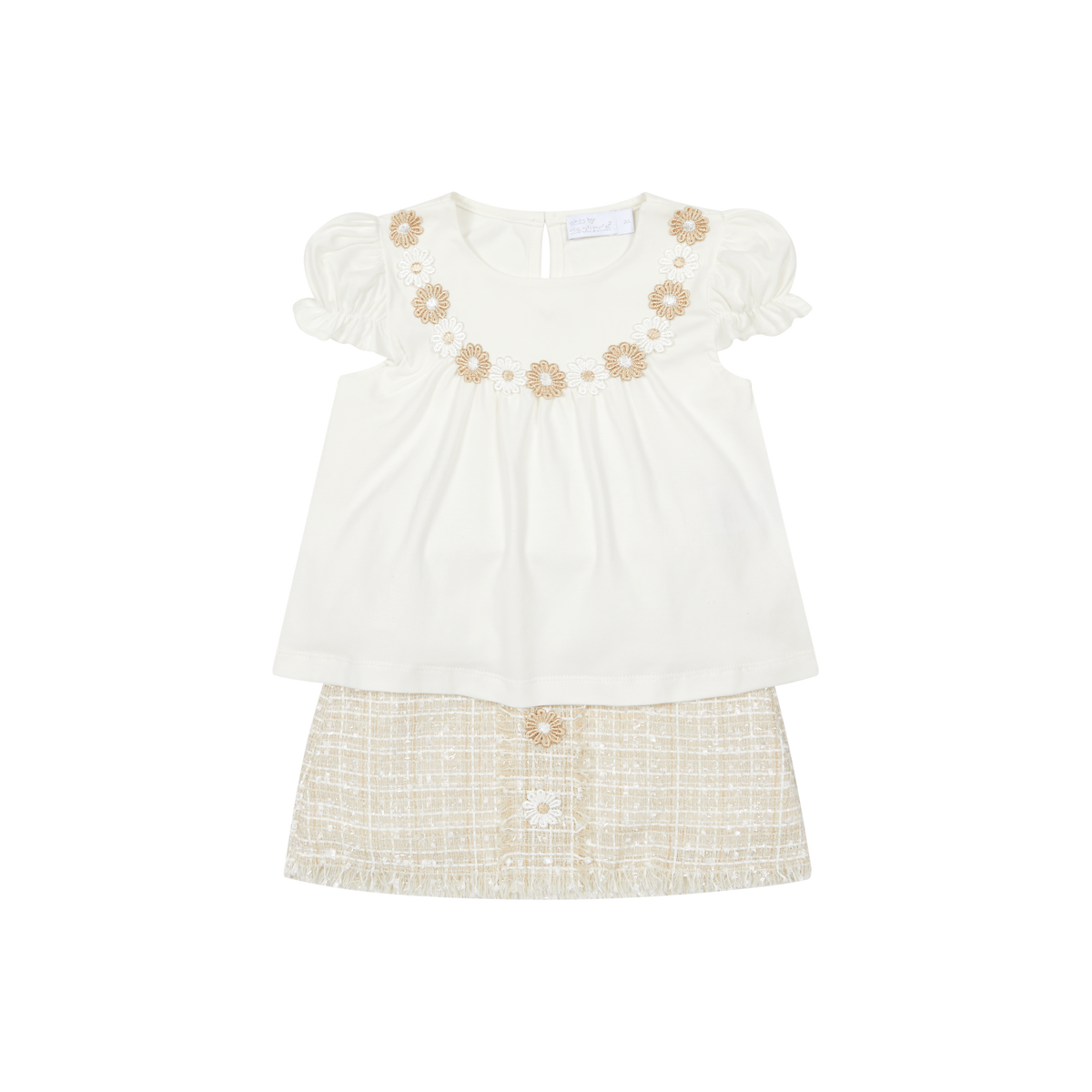 Chic by Deolinda Daisy girls beige tweed skirt set 26017