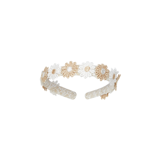 Chic by Deolinda Daisy girls cream and beige flower headband