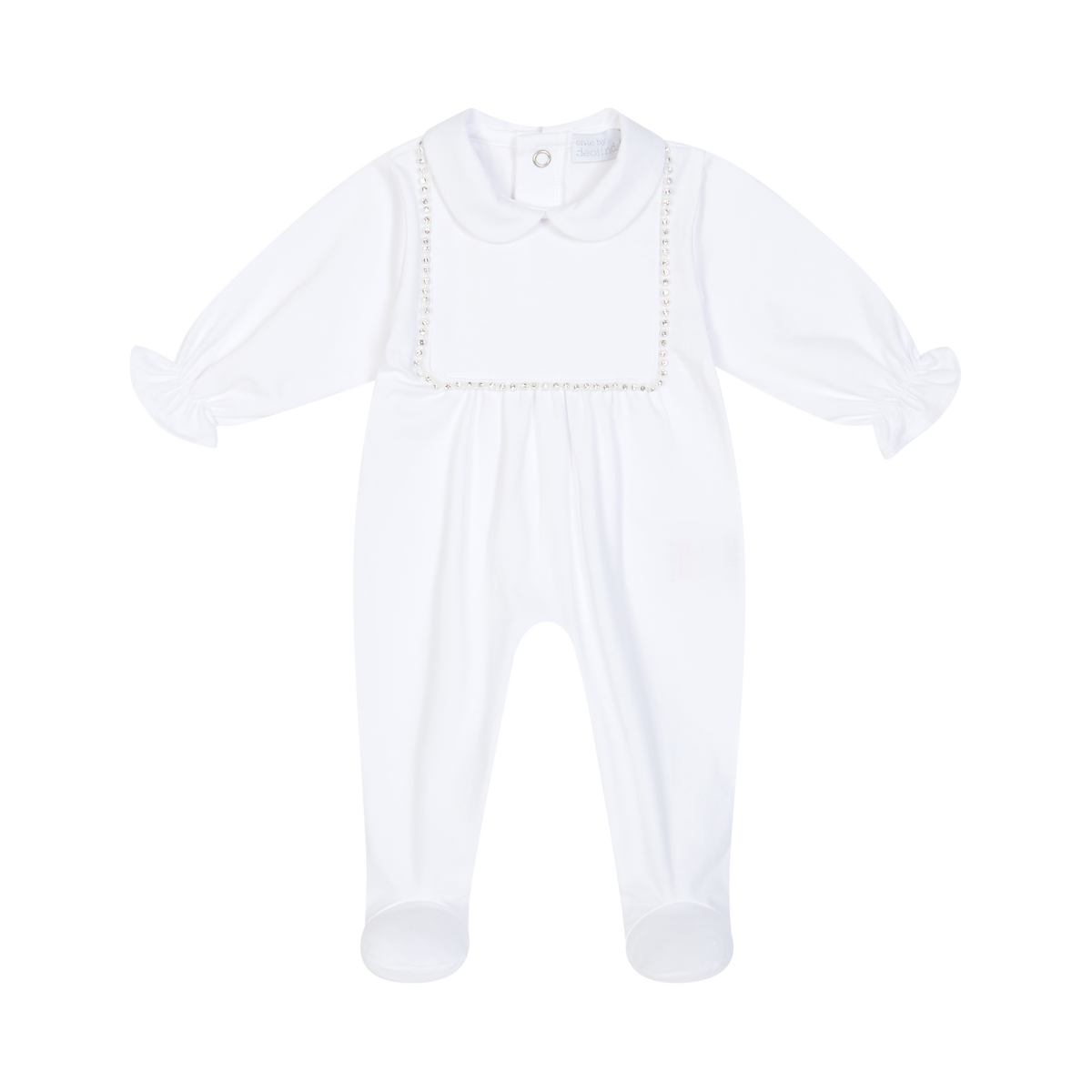 Chic by Deolinda Cristal girls white diamante babygrow and hat 26031
