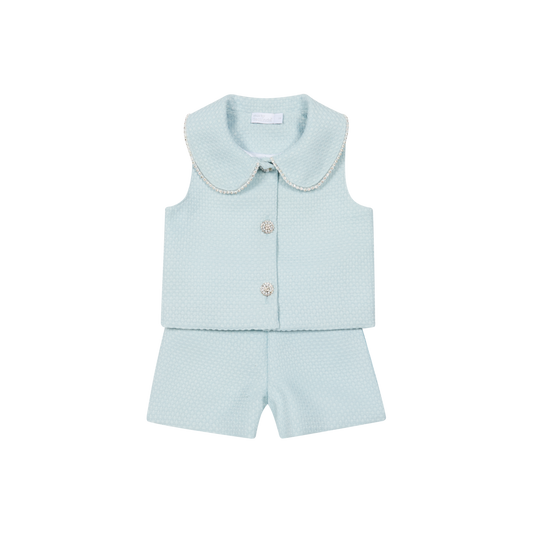 Chic by Deolinda Cristal girls blue diamante short set 26034