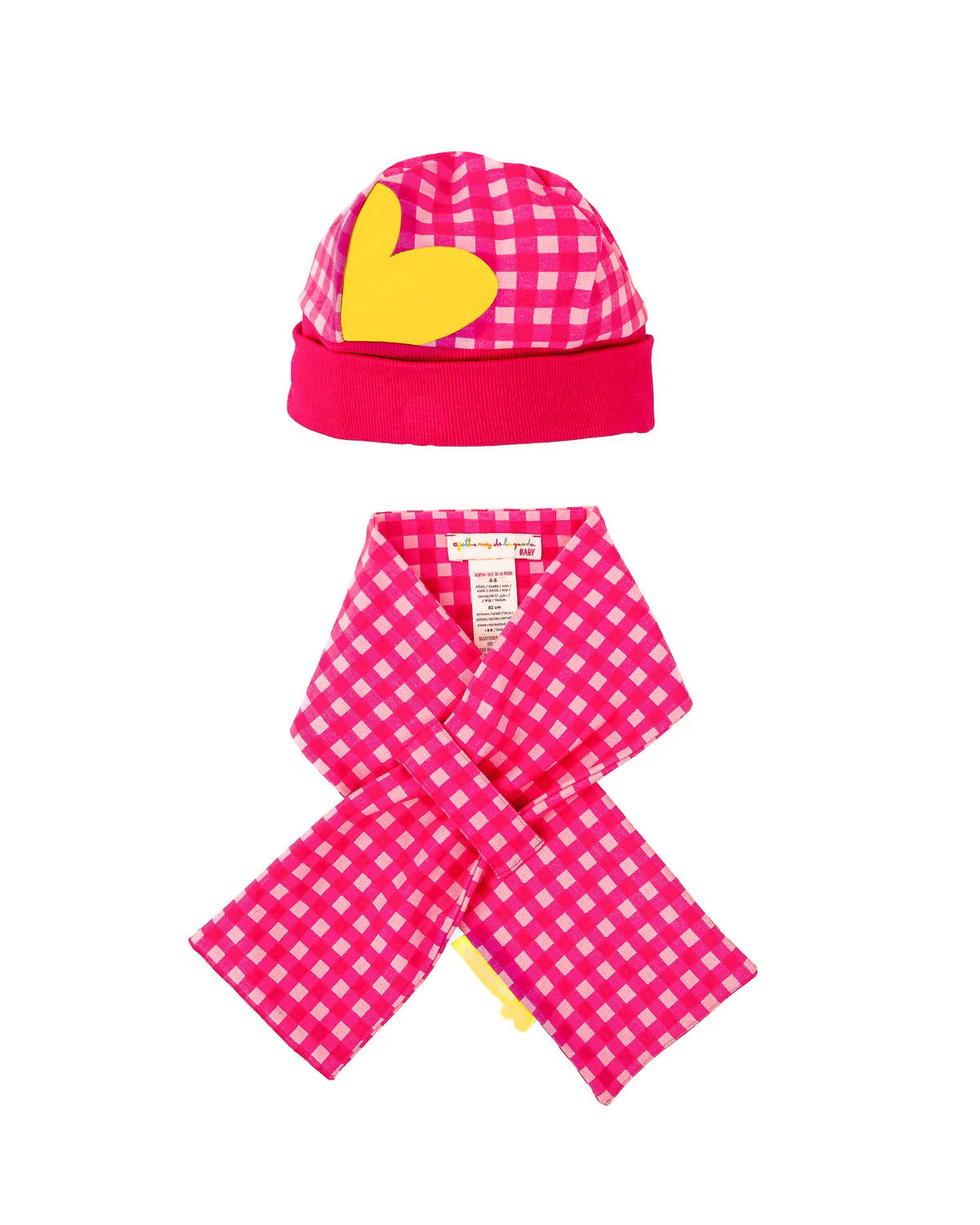 Agatha Ruiz de la Prada fuchsia check hat and scarf set