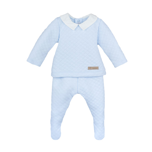 CALAMARO Sil Blue Quilted Boys Trouser Set - 11006