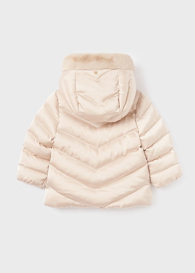 ABEL & LULA AW24 Beige Girls Satin Padded Coat - CLEARANCE SALE