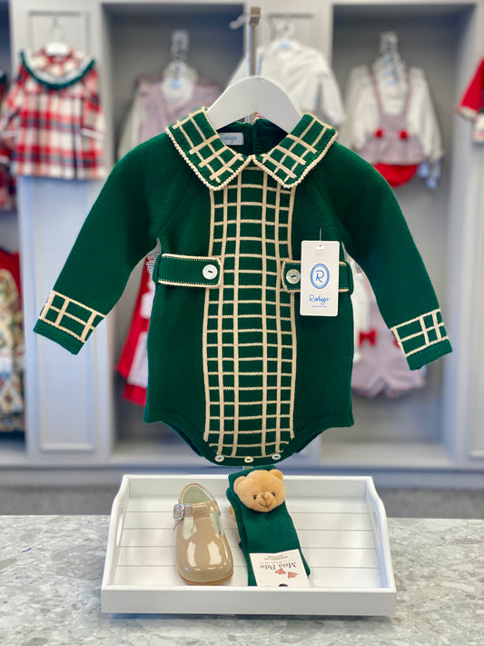 RAHIGO Green & Camel Boys Knitted Romper - CLEARANCE SALE