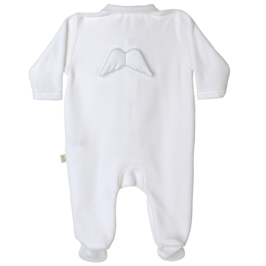 BABY GI Angel Wings White Unisex Peter Pan Collar Cotton Babygrow