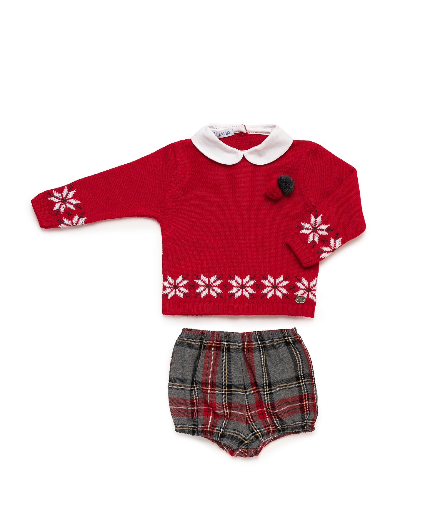 AW25 JULIANA Melodia Boys Red & Grey Tartan Jam Pant Set - 25585