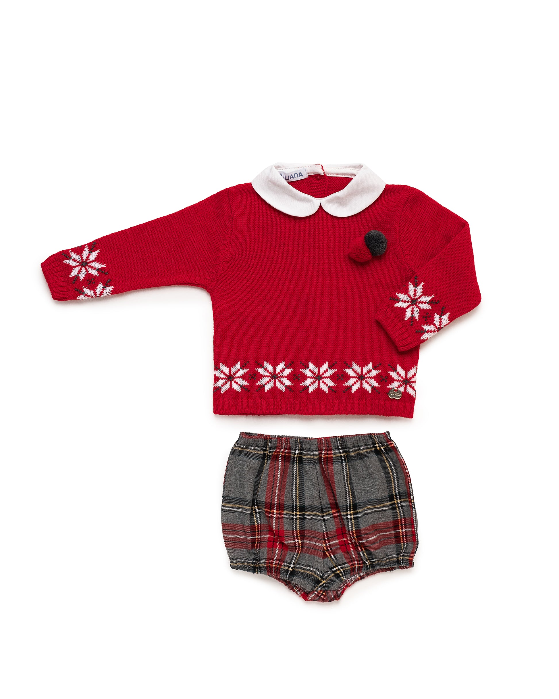 AW25 JULIANA Melodia Boys Red & Grey Tartan Jam Pant Set - 25585