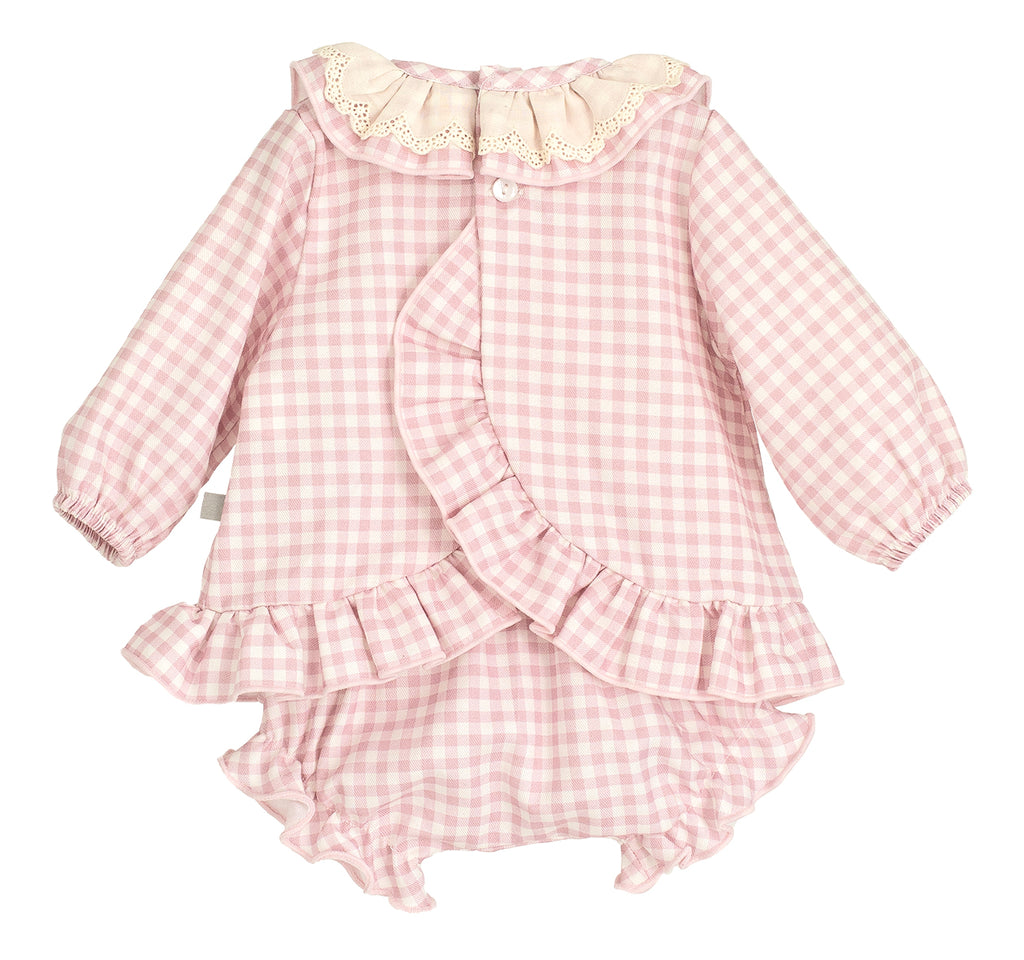 AW25 CALAMARO Berg Girls Pink Gingham Dress & Knickers - 22092