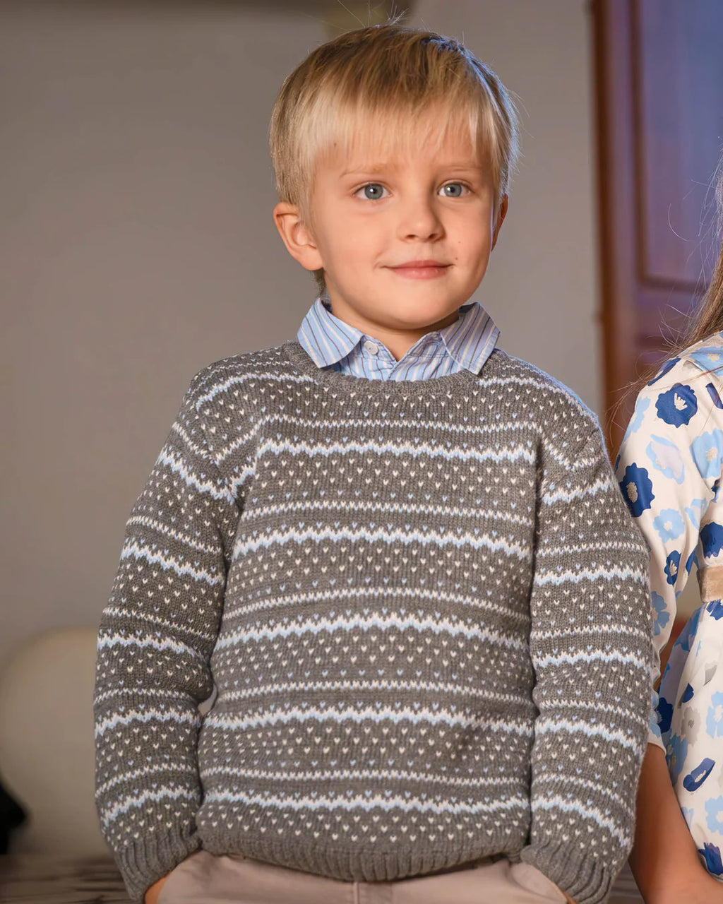 AW25 TUTTO PICCOLO Boys Grey & Blue Trouser Set with Jumper