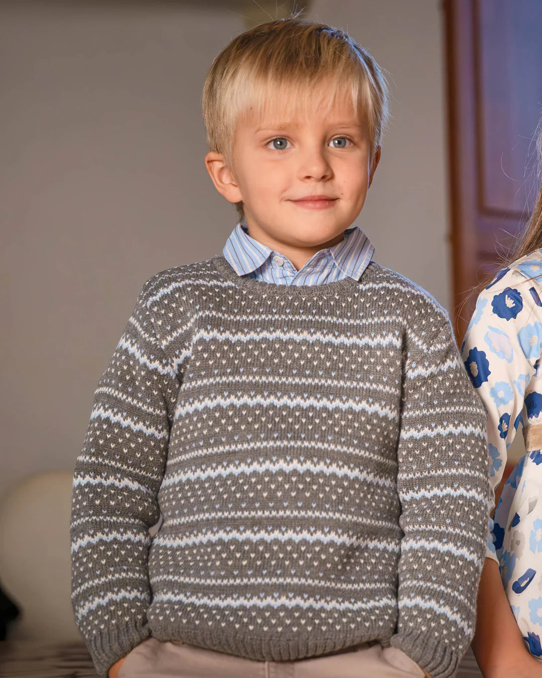 AW25 TUTTO PICCOLO Boys Grey & Blue Trouser Set with Jumper
