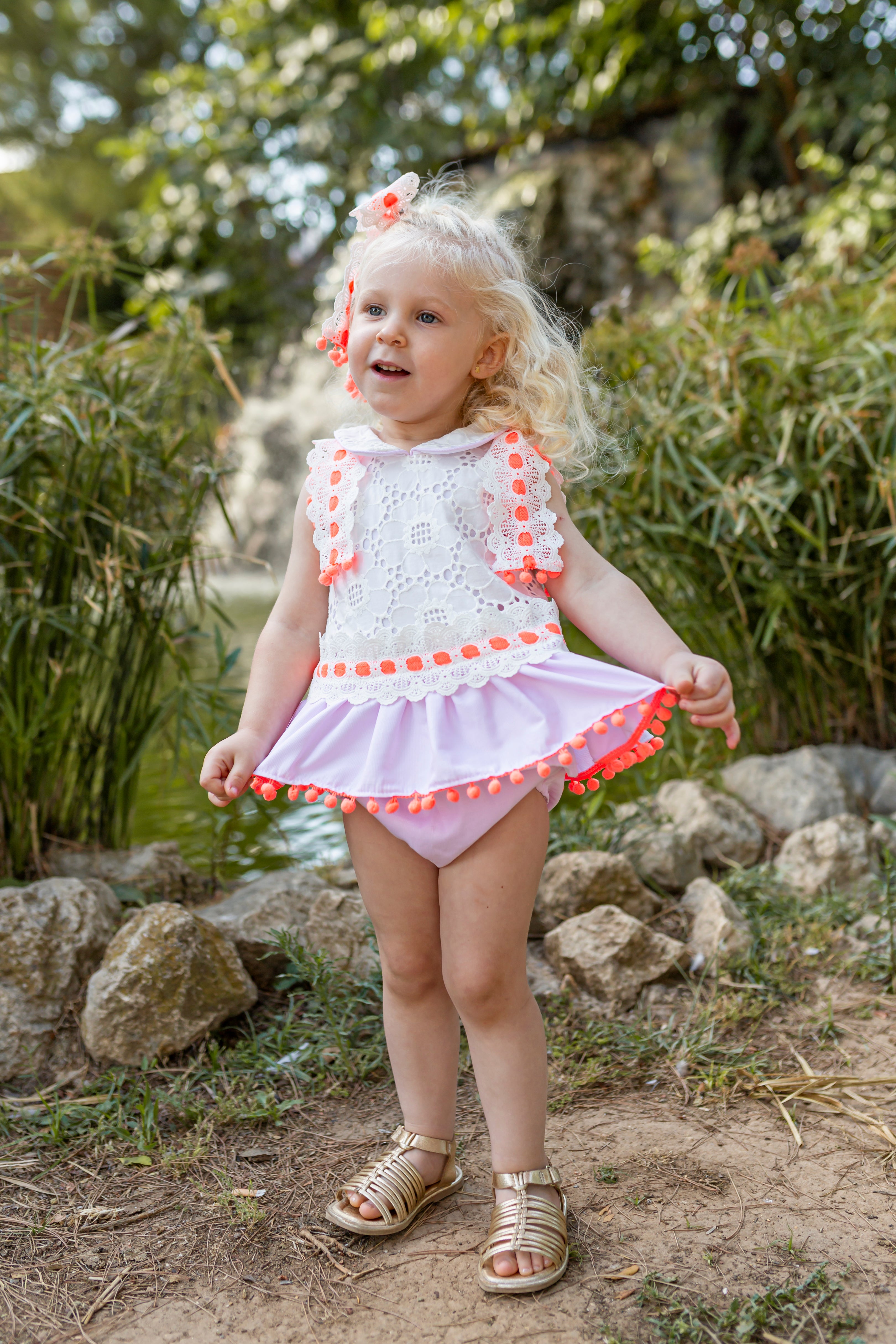 NAXOS SS25 Neon Girls Pink & Orange Tulle Dress & Knickers - CLEARANCE SALE