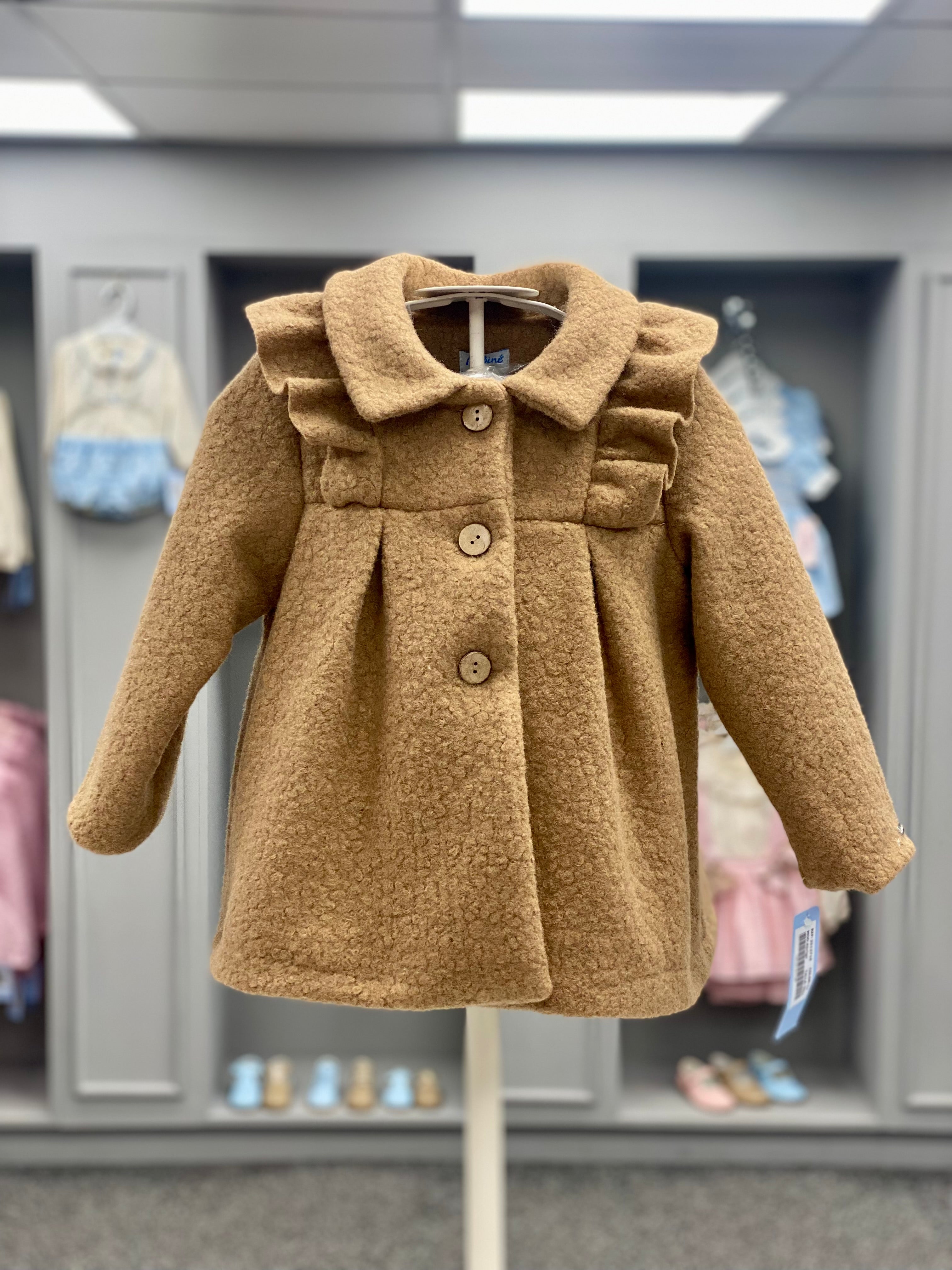 BABINE AW24 Camel Baby Girls Boucle Frill Coat - 2512710