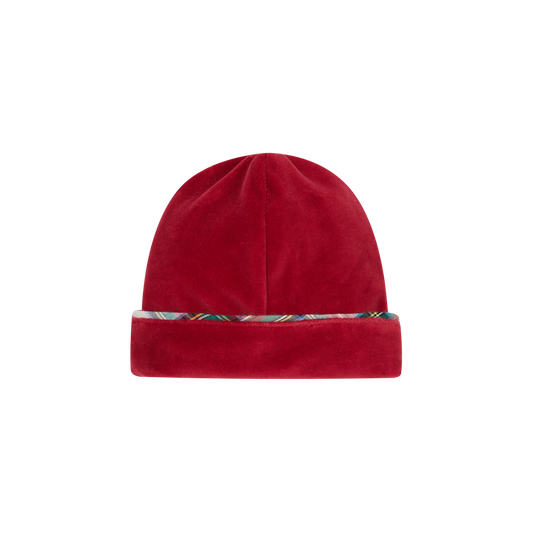 DEOLINDA Noel Red Tartan Velour Baby Hat - 2411043
