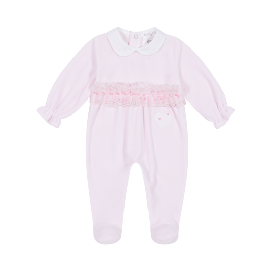 DEOLINDA Lady Pink Baby Girls Four Piece Velour Layette Set