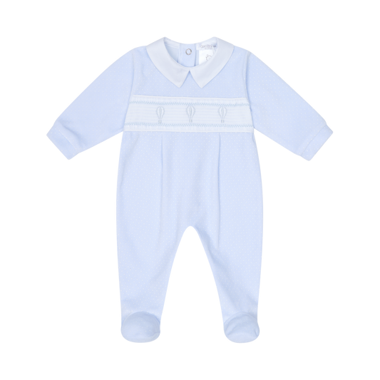 AW25 DEOLINDA Magic Boys Blue Velour Balloon Babygrow - 25105