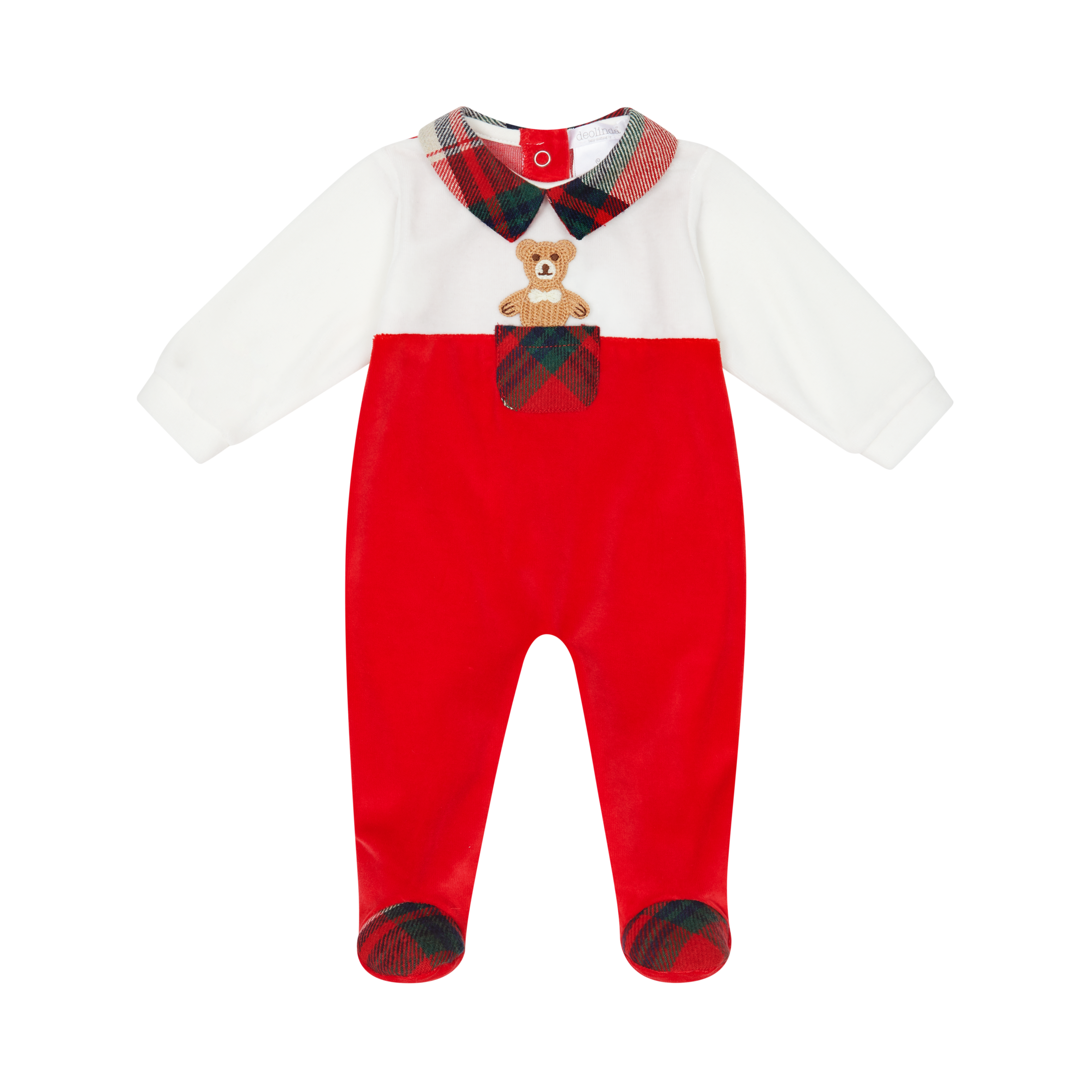 AW25 DEOLINDA Christmas Boys Red Teddy Babygrow - 25137