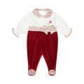 DEOLINDA Sarah Girls Red Floral Velour Babygrow - 25141