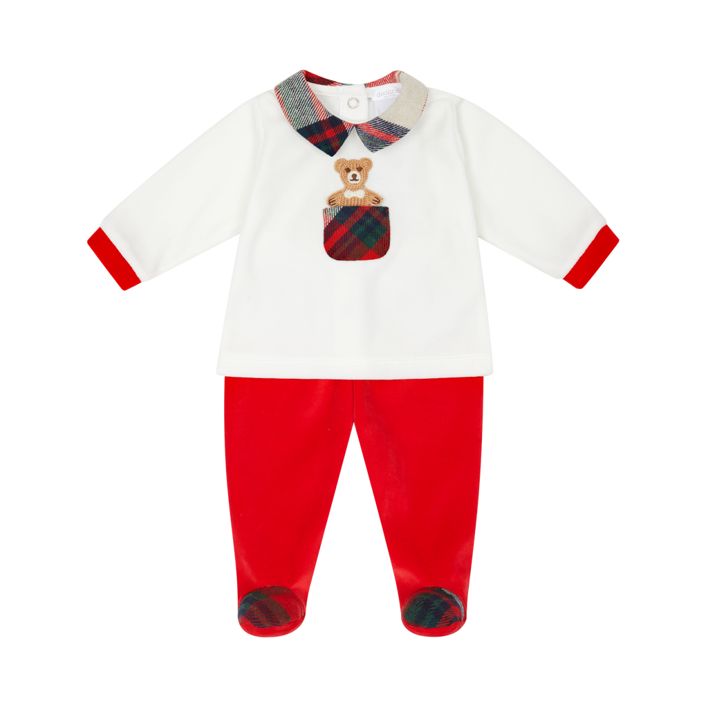 AW25 DEOLINDA Christmas Boys Red Teddy Trouser Set - 25206