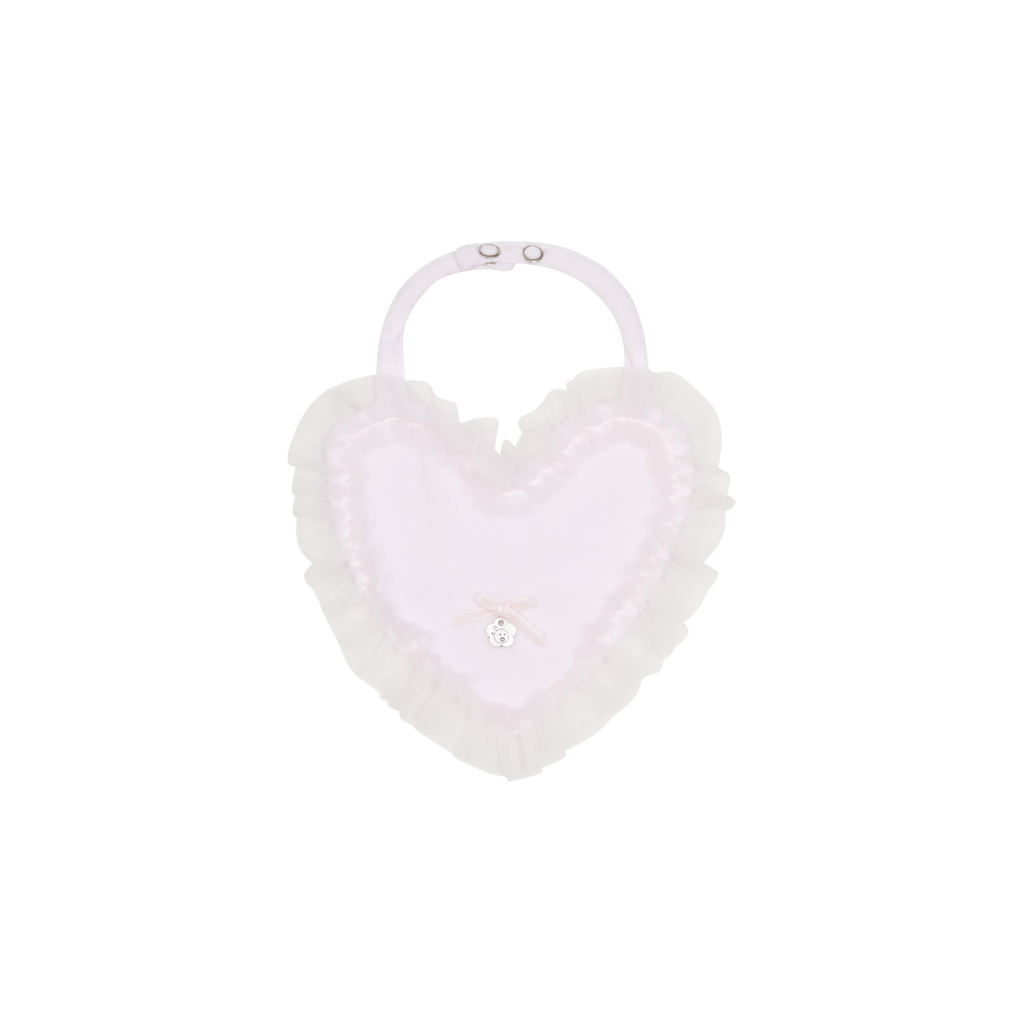 DEOLINDA Love Girls Pink Heart Bib with Tulle Trim - 25B06
