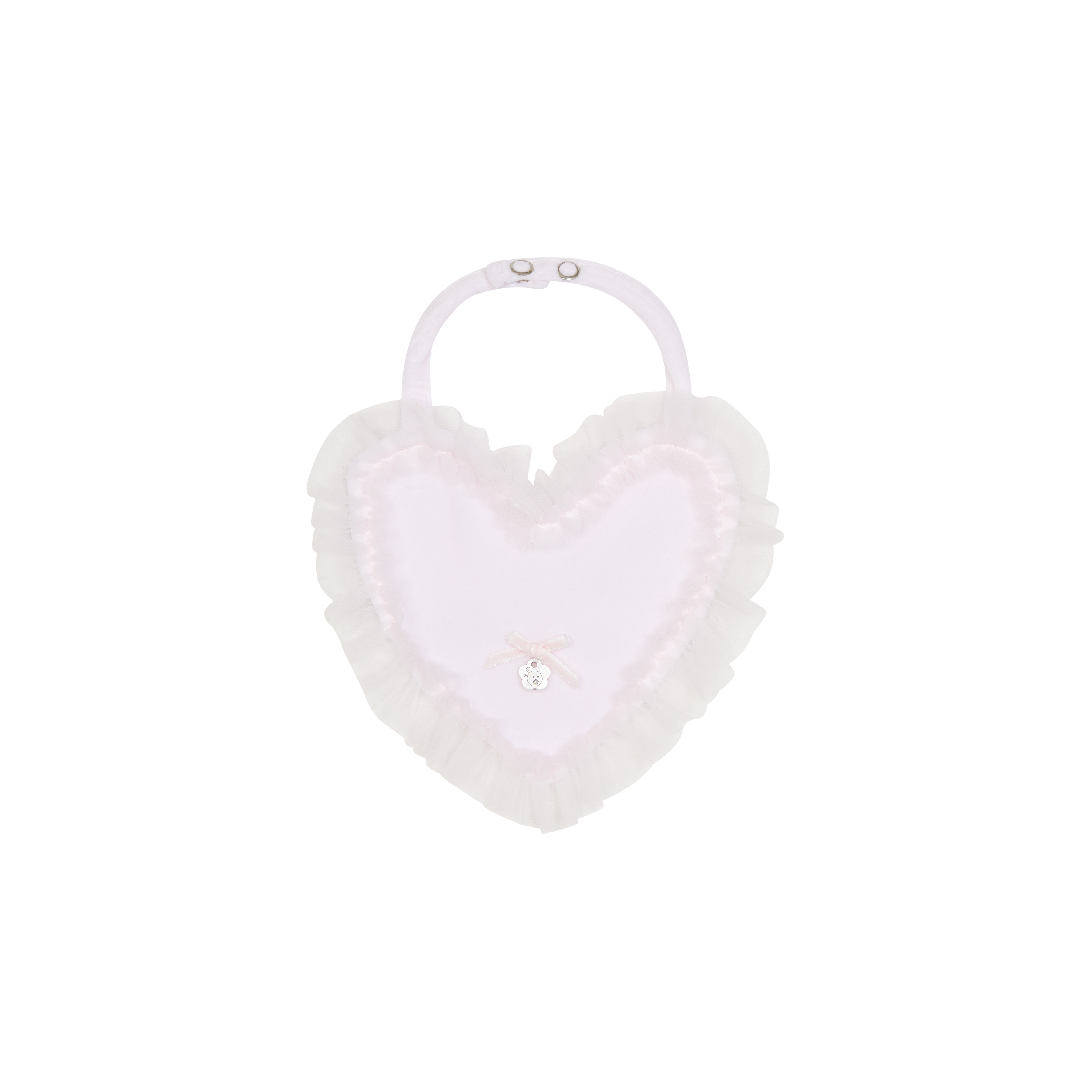 DEOLINDA Love Girls Pink Heart Bib with Tulle Trim - 25B06