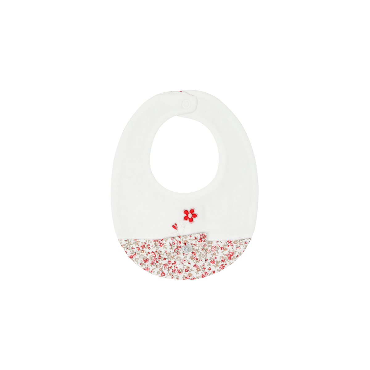 Deolinda Sarah girls red floral bib 25B22