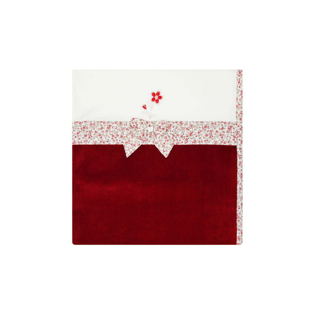 AW25 DEOLINDA Sarah Girls Red Floral Velour Blanket - 25M26