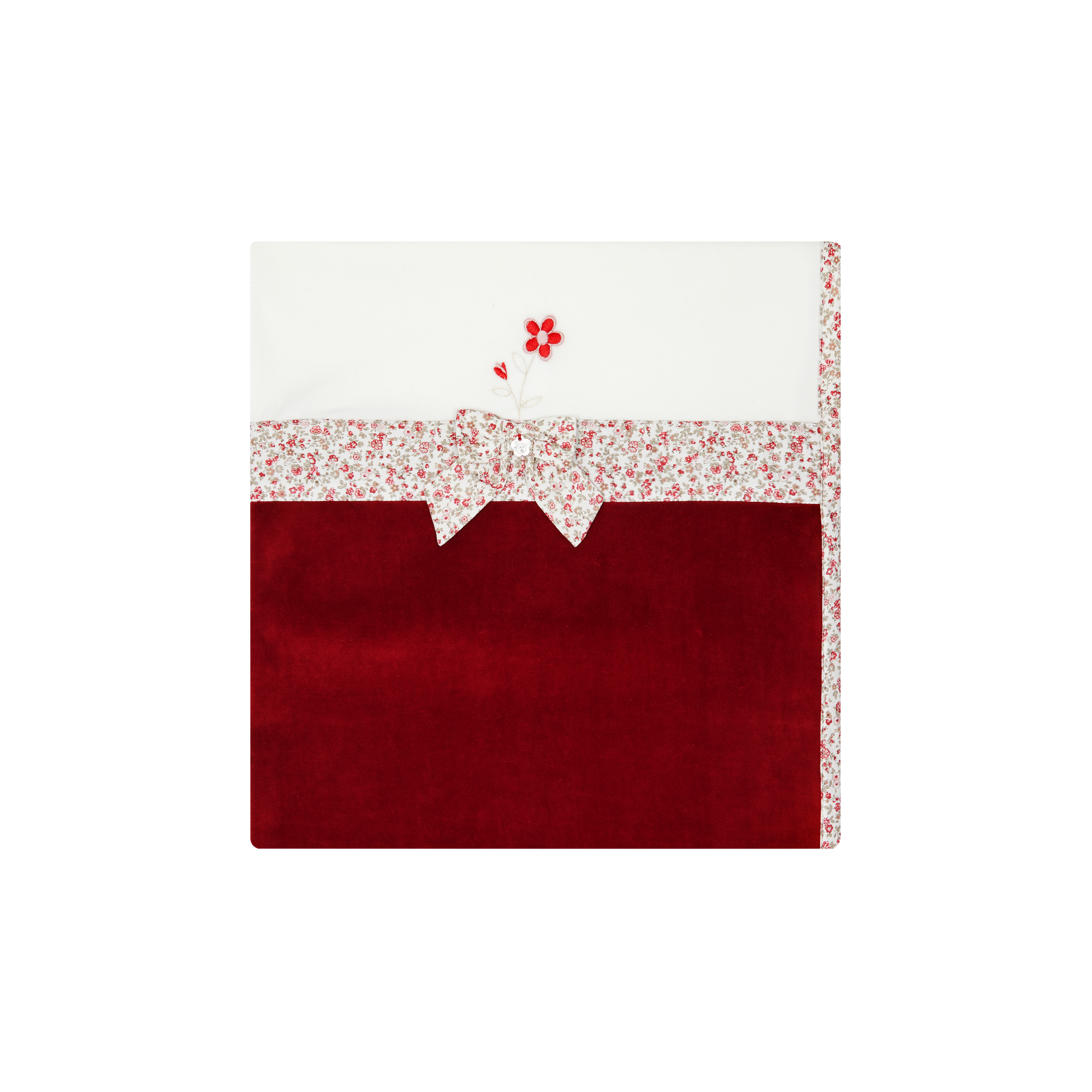 AW25 DEOLINDA Sarah Girls Red Floral Velour Blanket - 25M26