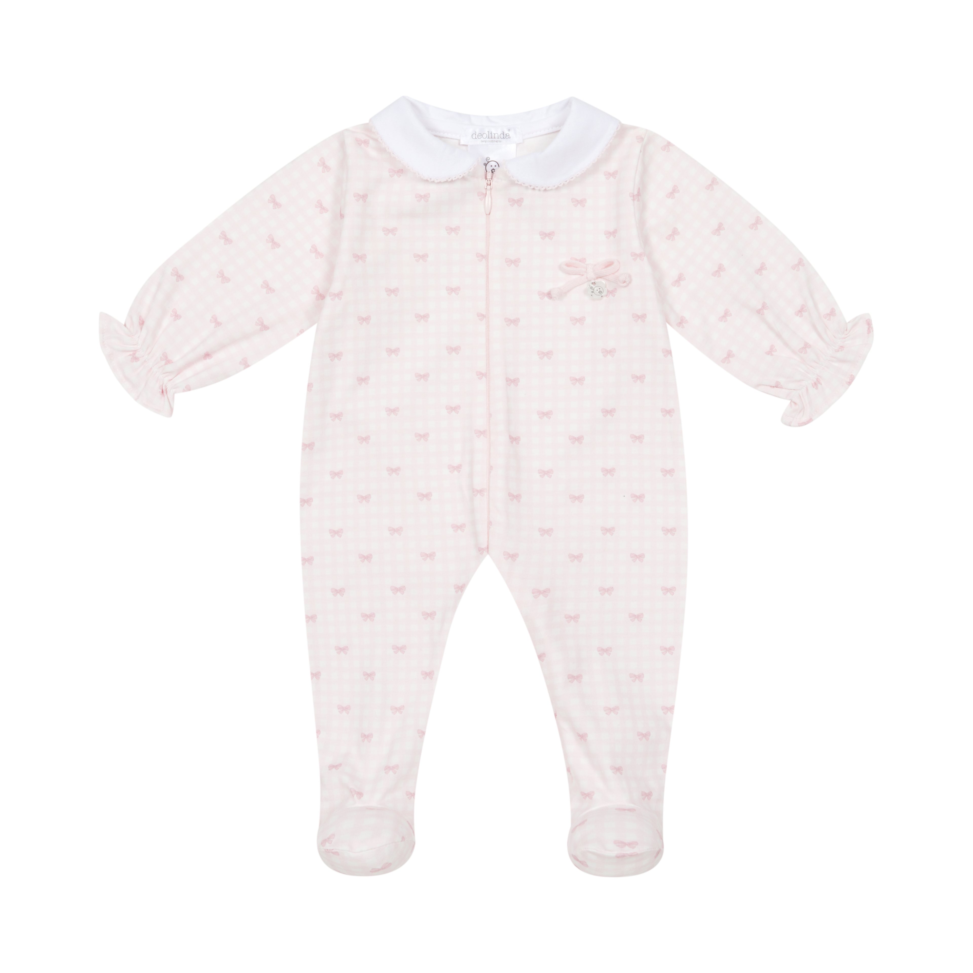 DEOLINDA Lollipop Baby Girls Pink Bow Print Babygrow - 26113
